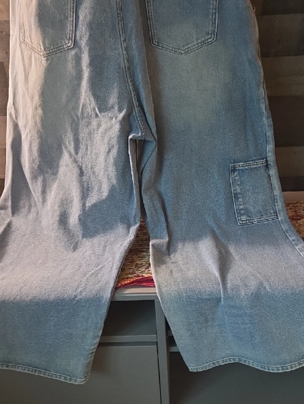 Cider Light Blue Denim Overalls with Dark Blue Straps Oversized 2x - Picture 7 of 11